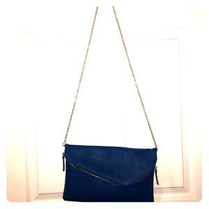 Blue and gold crossbody bag